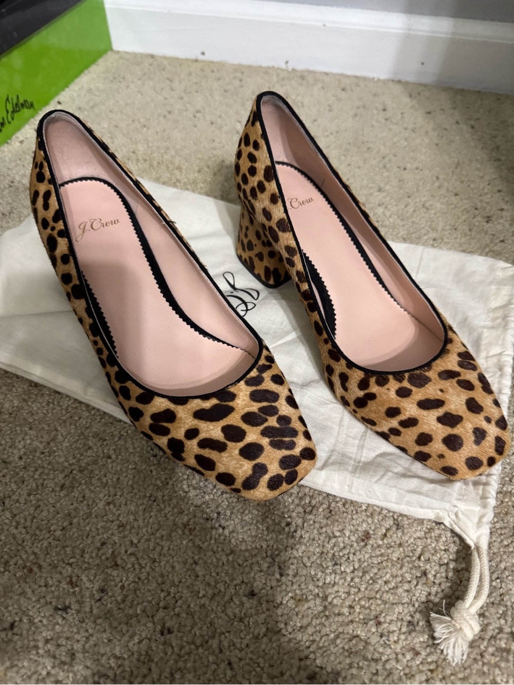 J. Crew Leopard-Print Block Heel Pumps in Tan and Black